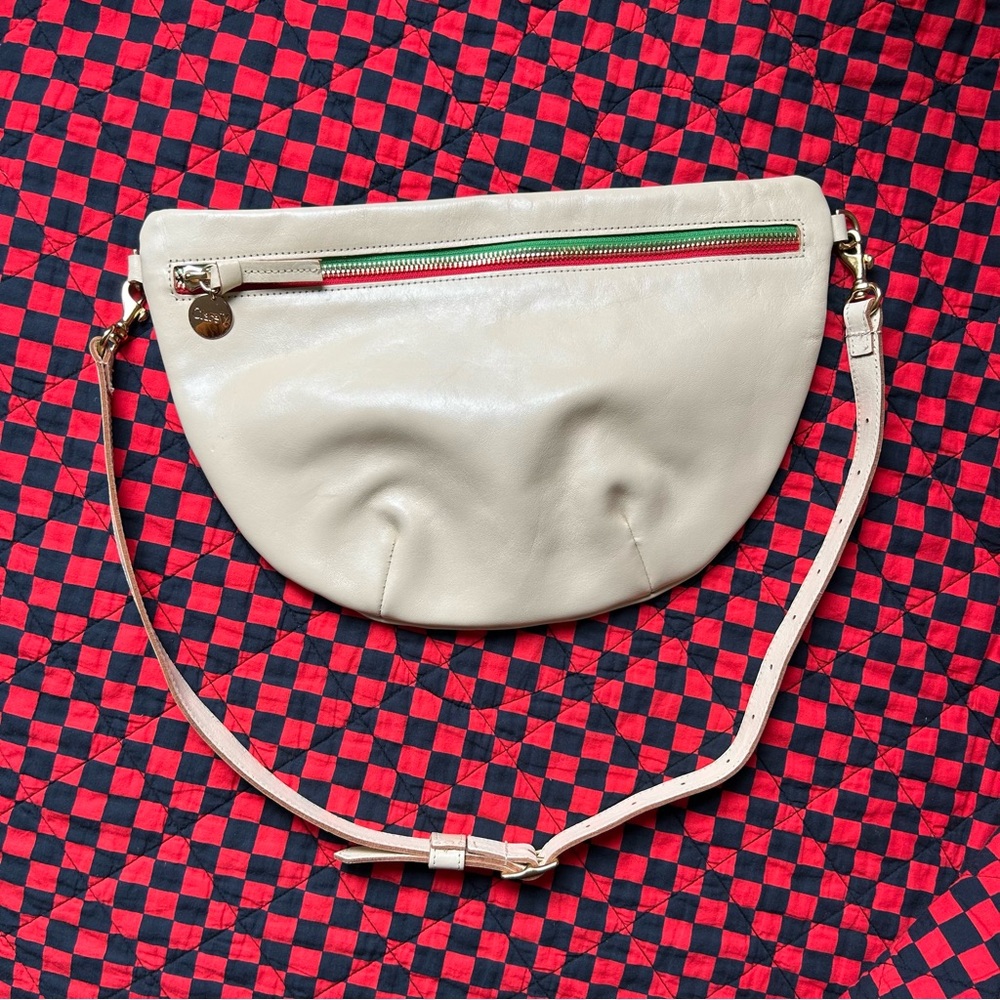 Clare V. Grande Fanny in Cream Rustic Leather